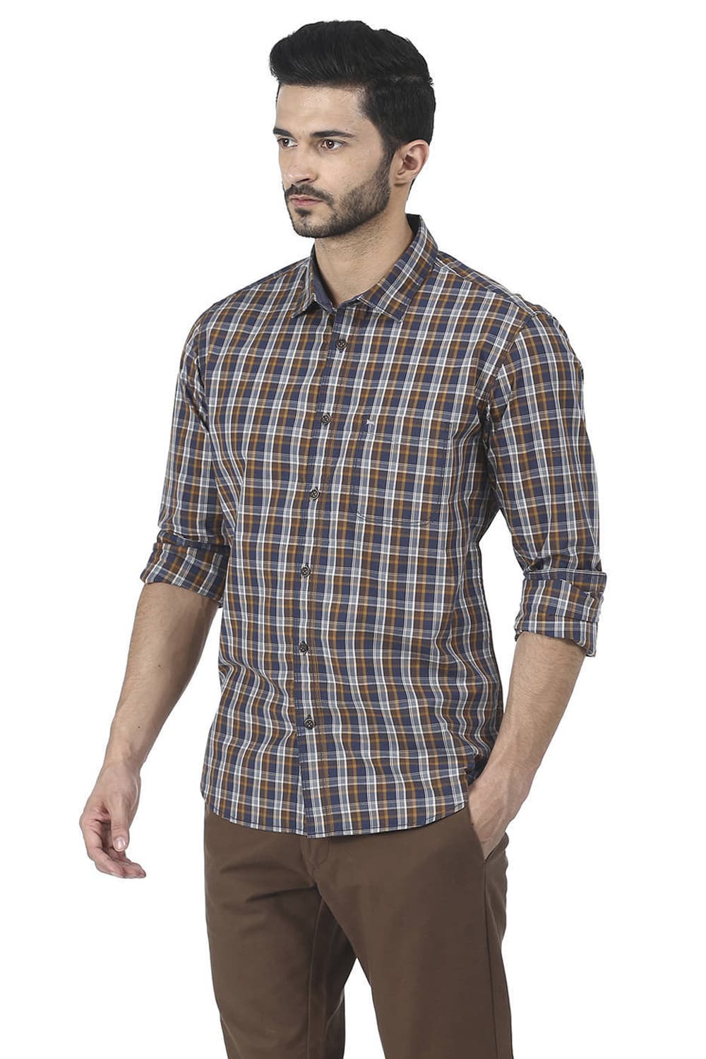 BASICS SLIM FIT CHECKS SHIRT