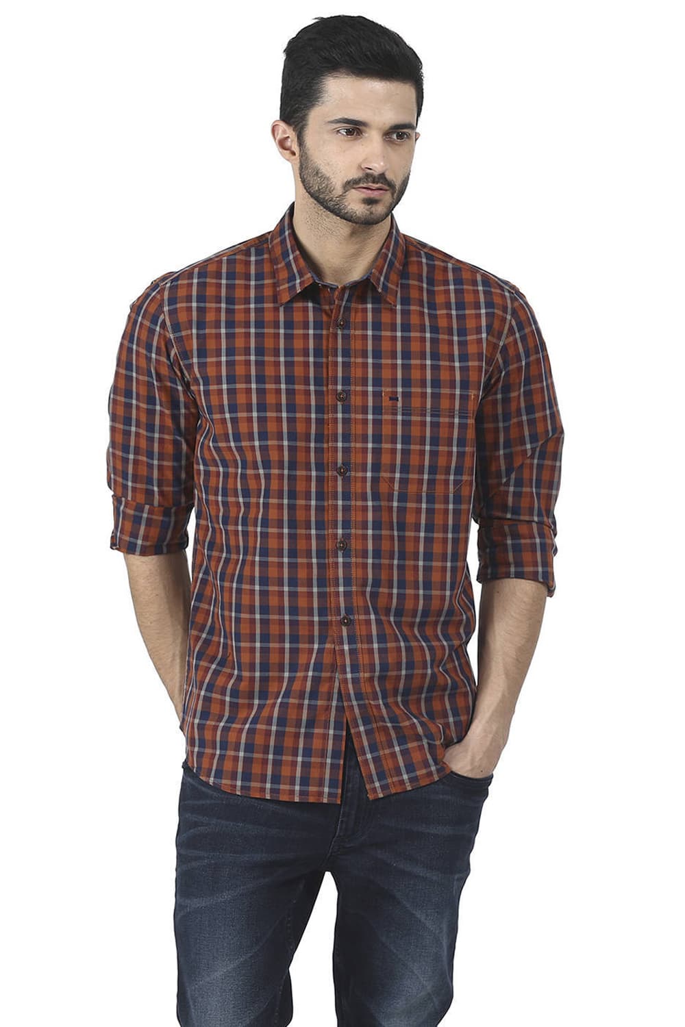 BASICS SLIM FIT CHECKS SHIRT