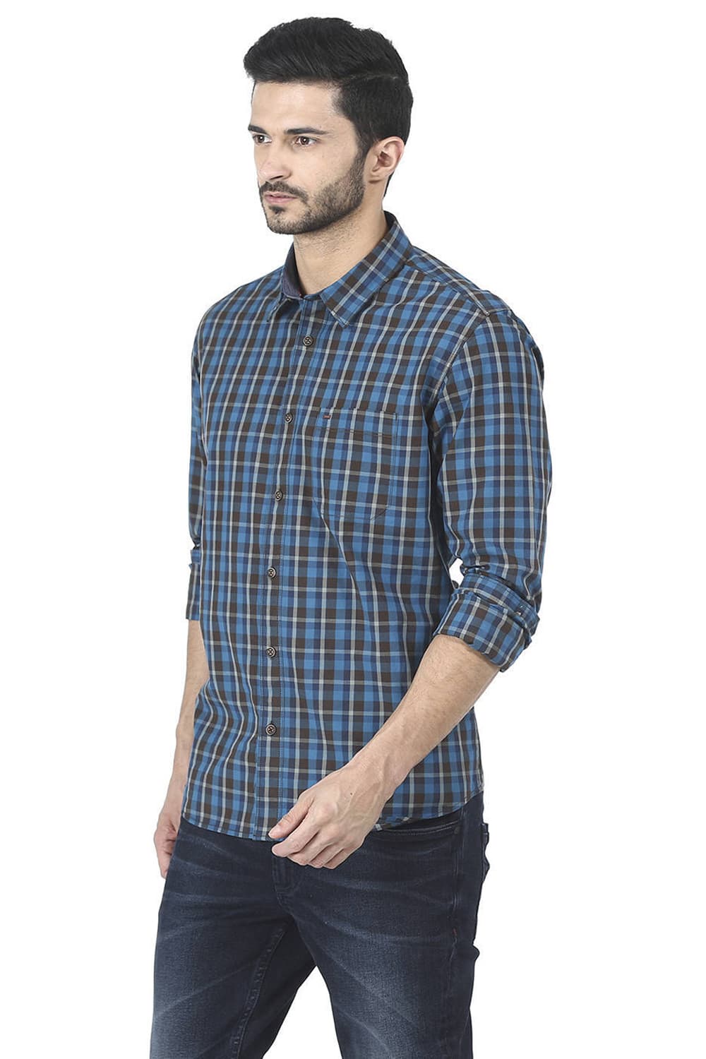 BASICS SLIM FIT CHECKS SHIRT