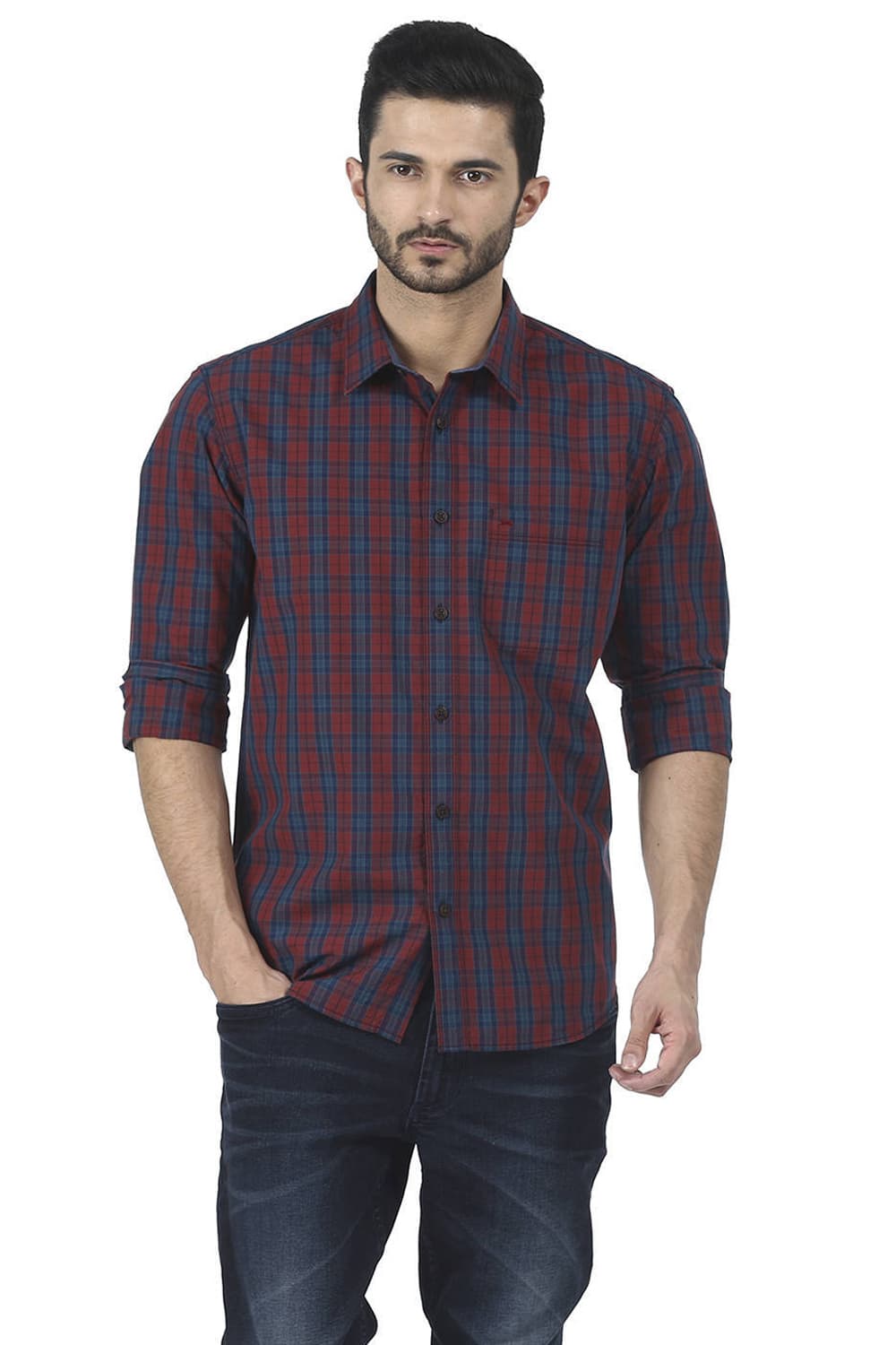 BASICS SLIM FIT CHECKS SHIRT