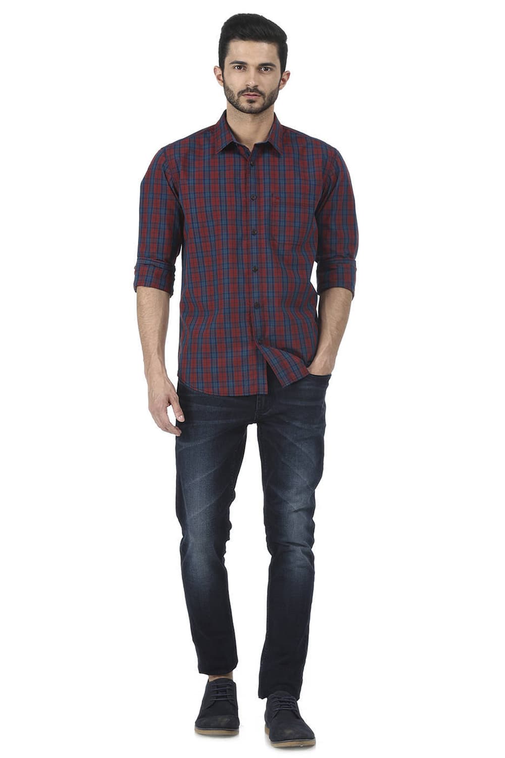 BASICS SLIM FIT CHECKS SHIRT