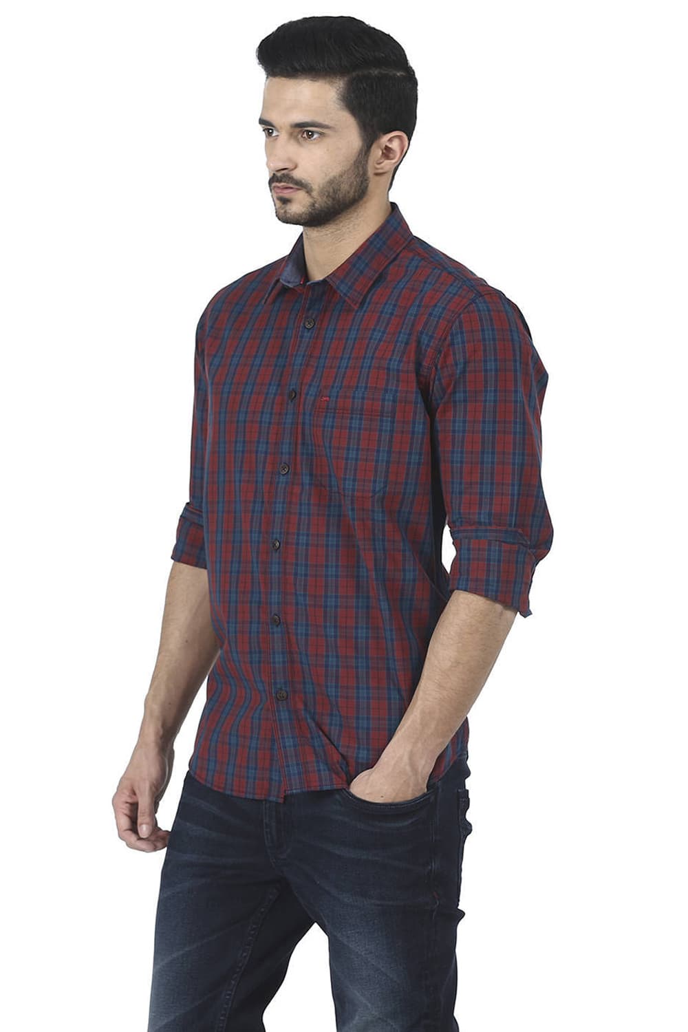 BASICS SLIM FIT CHECKS SHIRT