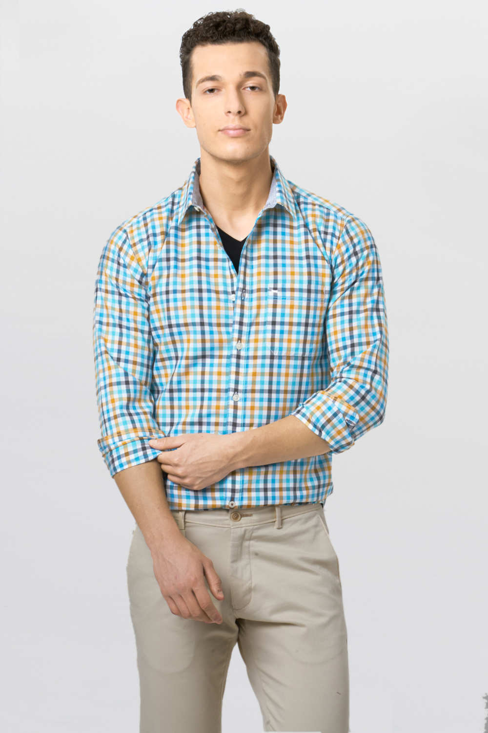 BASICS SLIM FIT CHECKS SHIRT