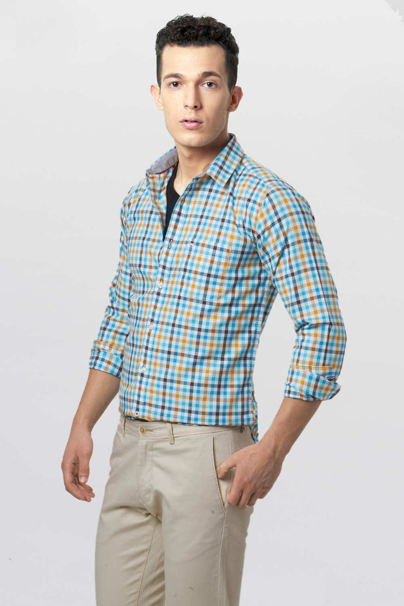 BASICS SLIM FIT CHECKS SHIRT