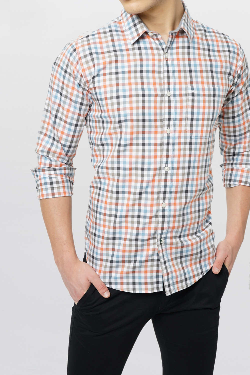 BASICS SLIM FIT CHECKS SHIRT