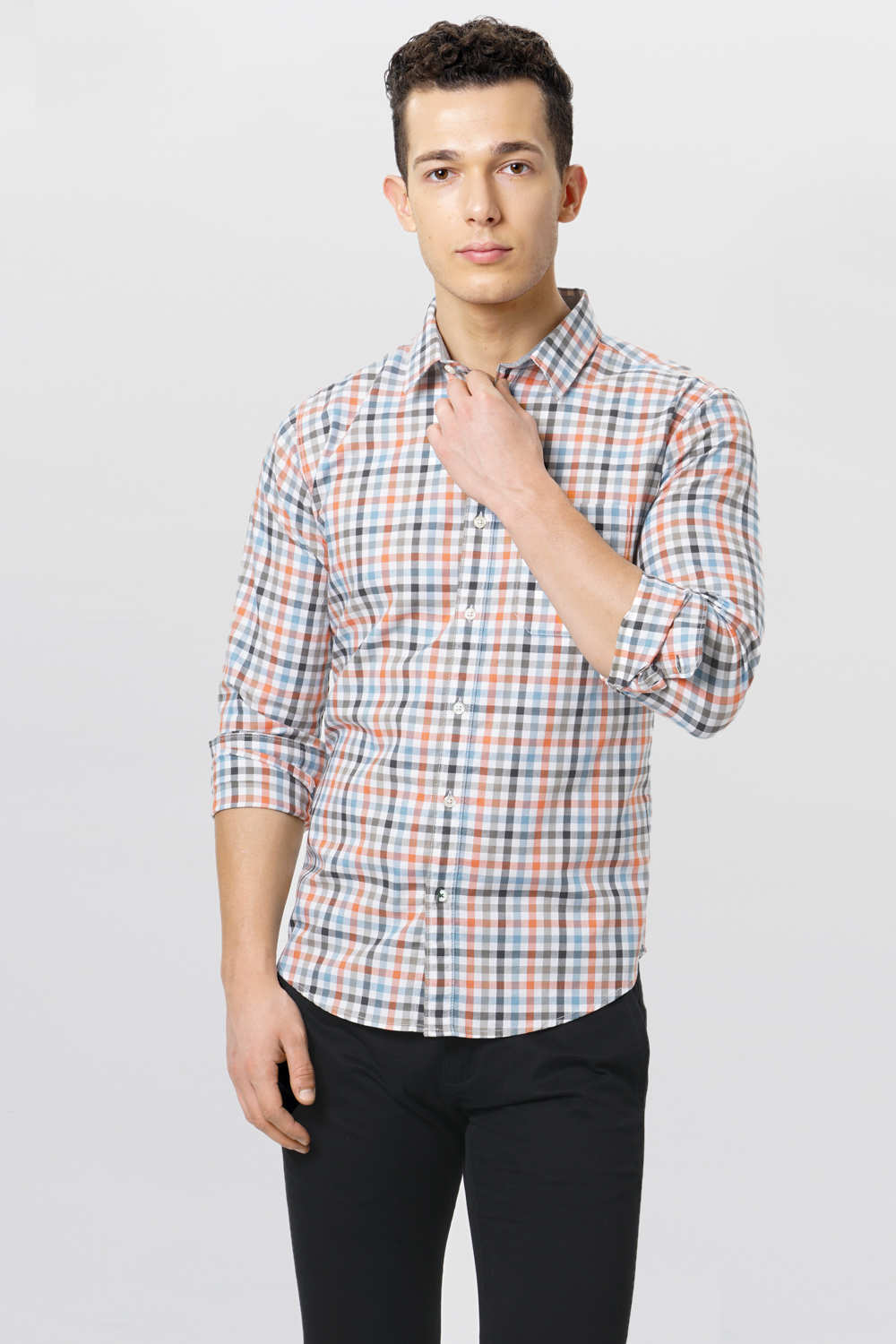 BASICS SLIM FIT CHECKS SHIRT