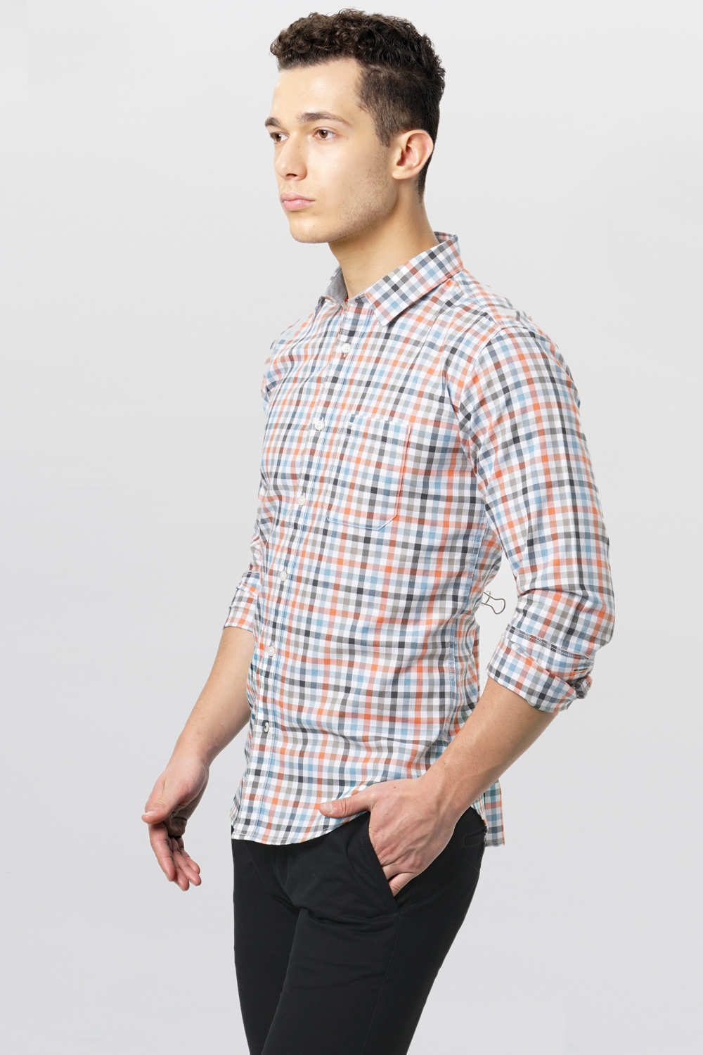 BASICS SLIM FIT CHECKS SHIRT