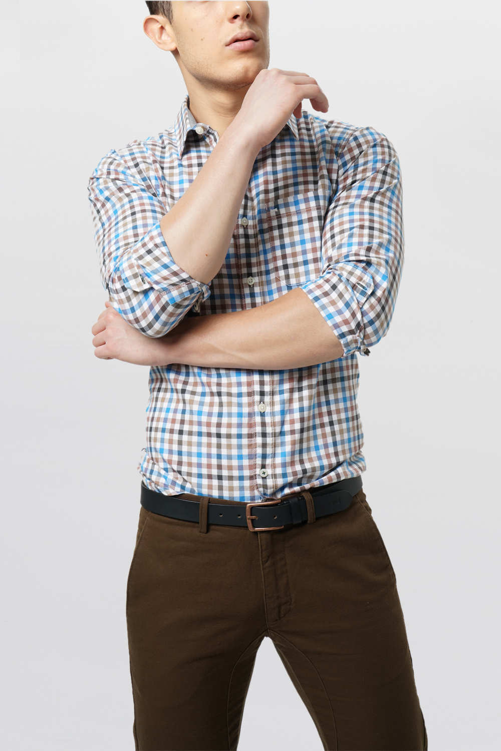 BASICS SLIM FIT CHECKS SHIRT