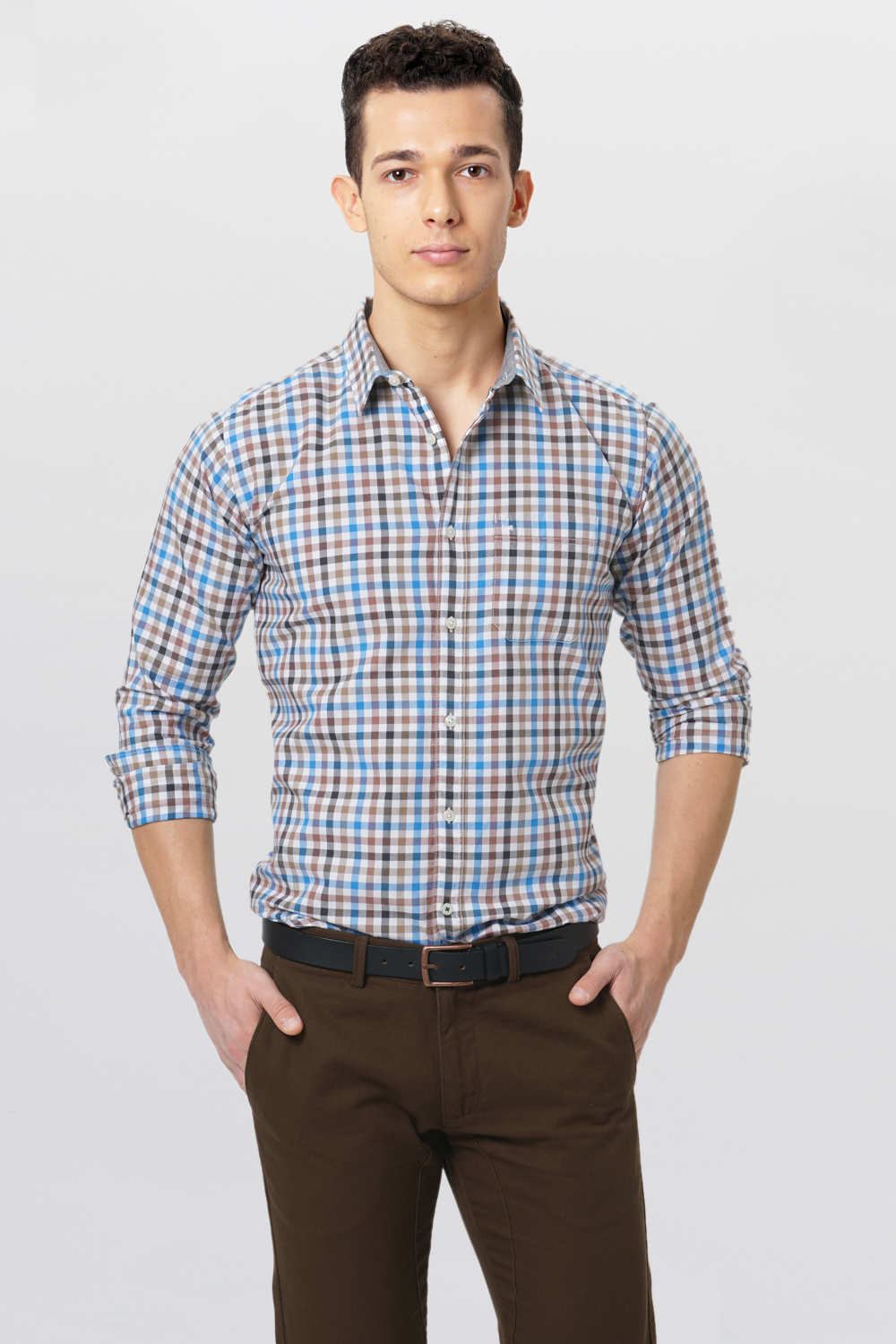 BASICS SLIM FIT CHECKS SHIRT