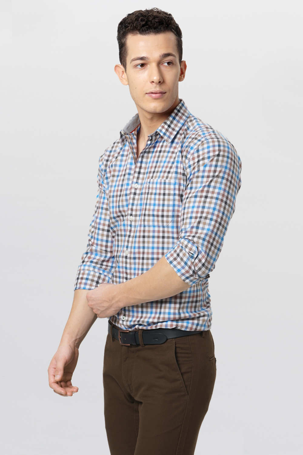 BASICS SLIM FIT CHECKS SHIRT