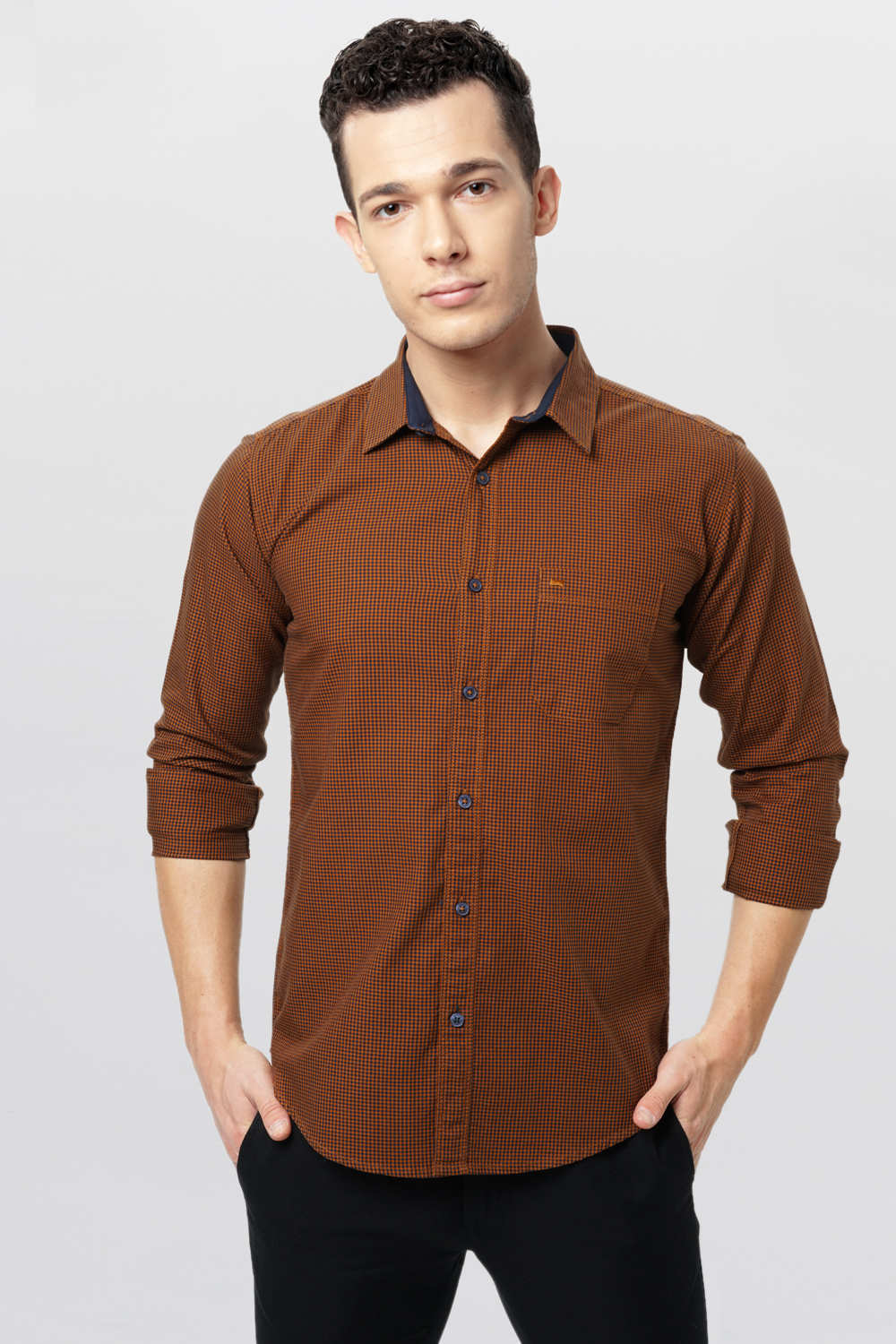 BASICS SLIM FIT CHECKS SHIRT