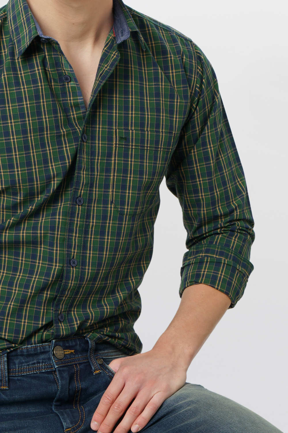 BASICS SLIM FIT CHECKS SHIRT