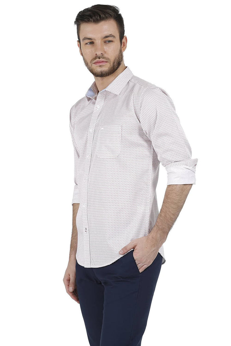 BASICS SLIM FIT PRINTED SATIN SHIRT