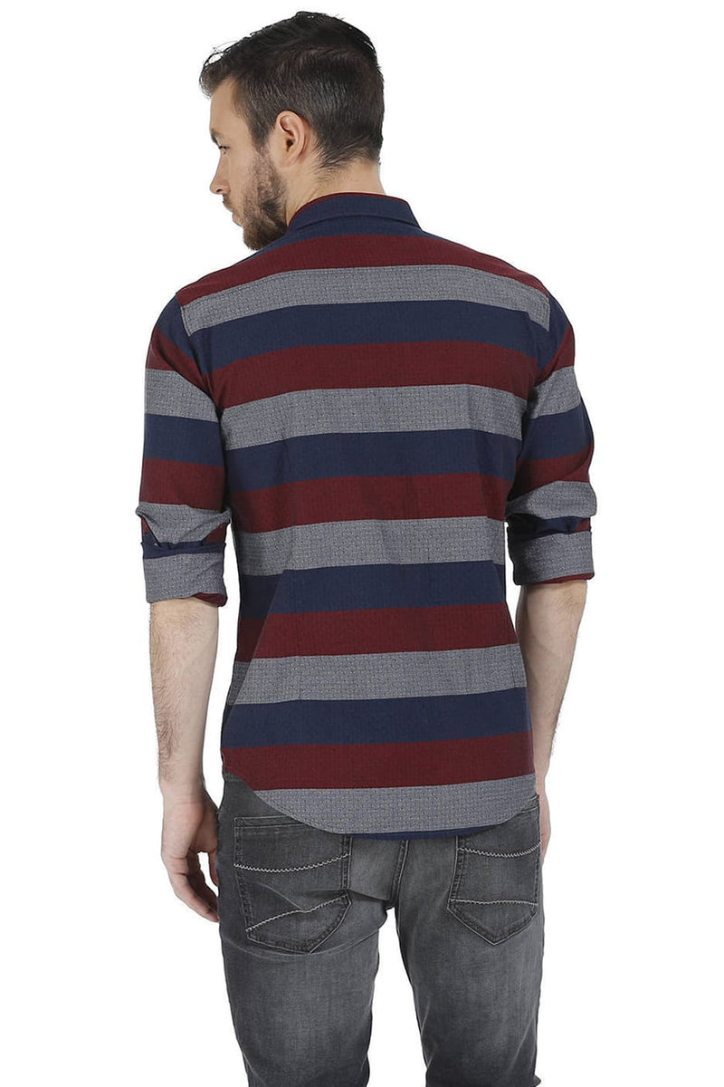 BASICS SLIM FIT WEFT STRIPES SHIRT