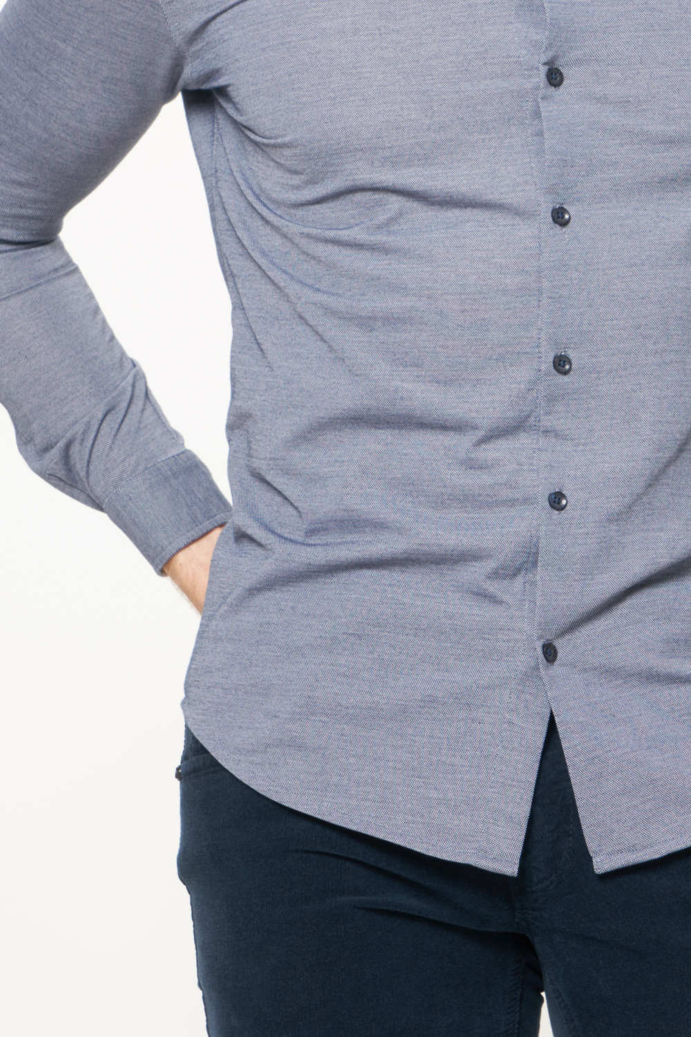 BASICS SLIM FIT FULL SLEEVE KNIT SHIRT