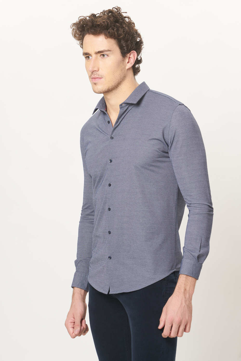 BASICS SLIM FIT FULL SLEEVE KNIT SHIRT