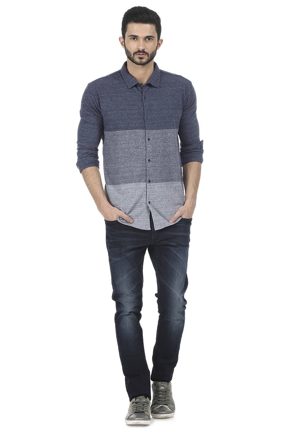 BASICS SLIM FIT FULL SLEEVE KNIT SHIRT