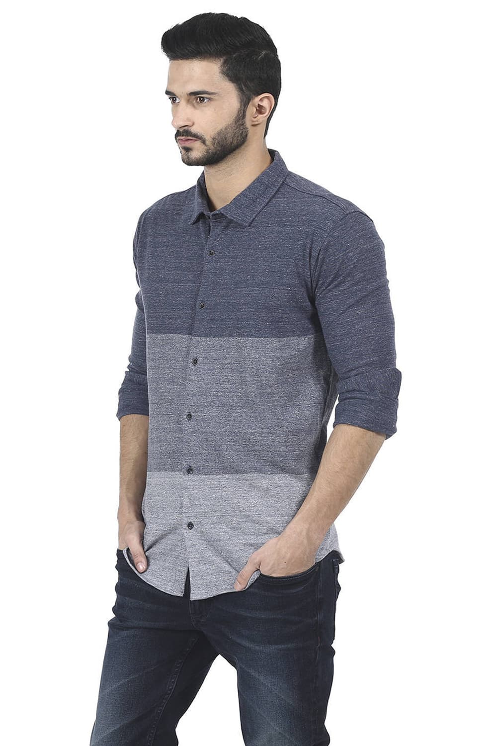 BASICS SLIM FIT FULL SLEEVE KNIT SHIRT