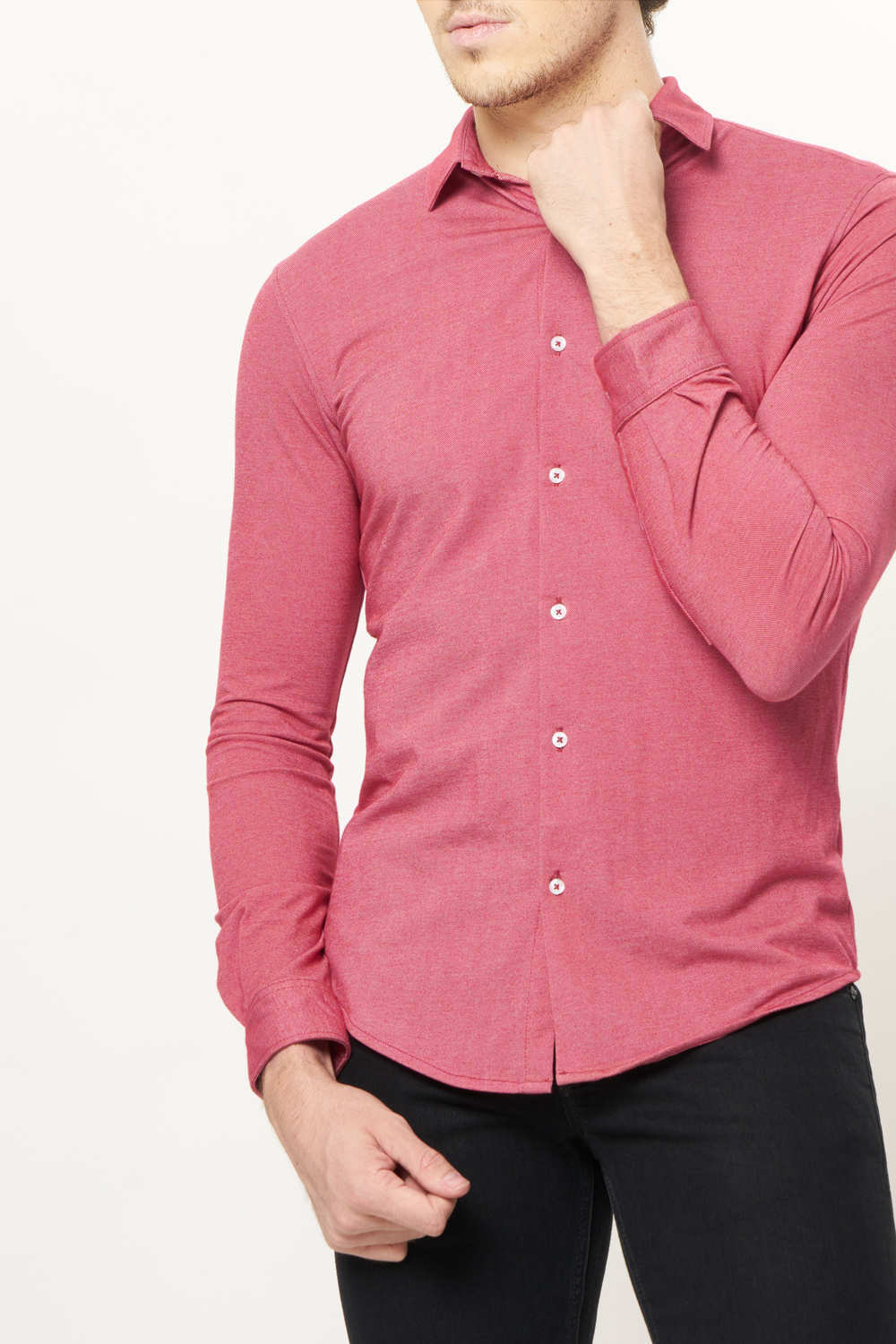 BASICS SLIM FIT FULL SLEEVE KNIT SHIRT