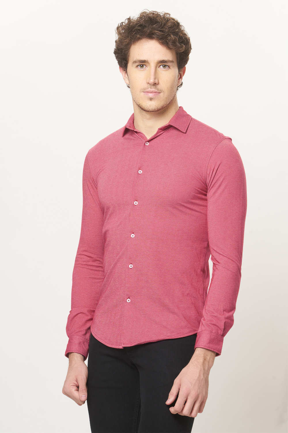 BASICS SLIM FIT FULL SLEEVE KNIT SHIRT