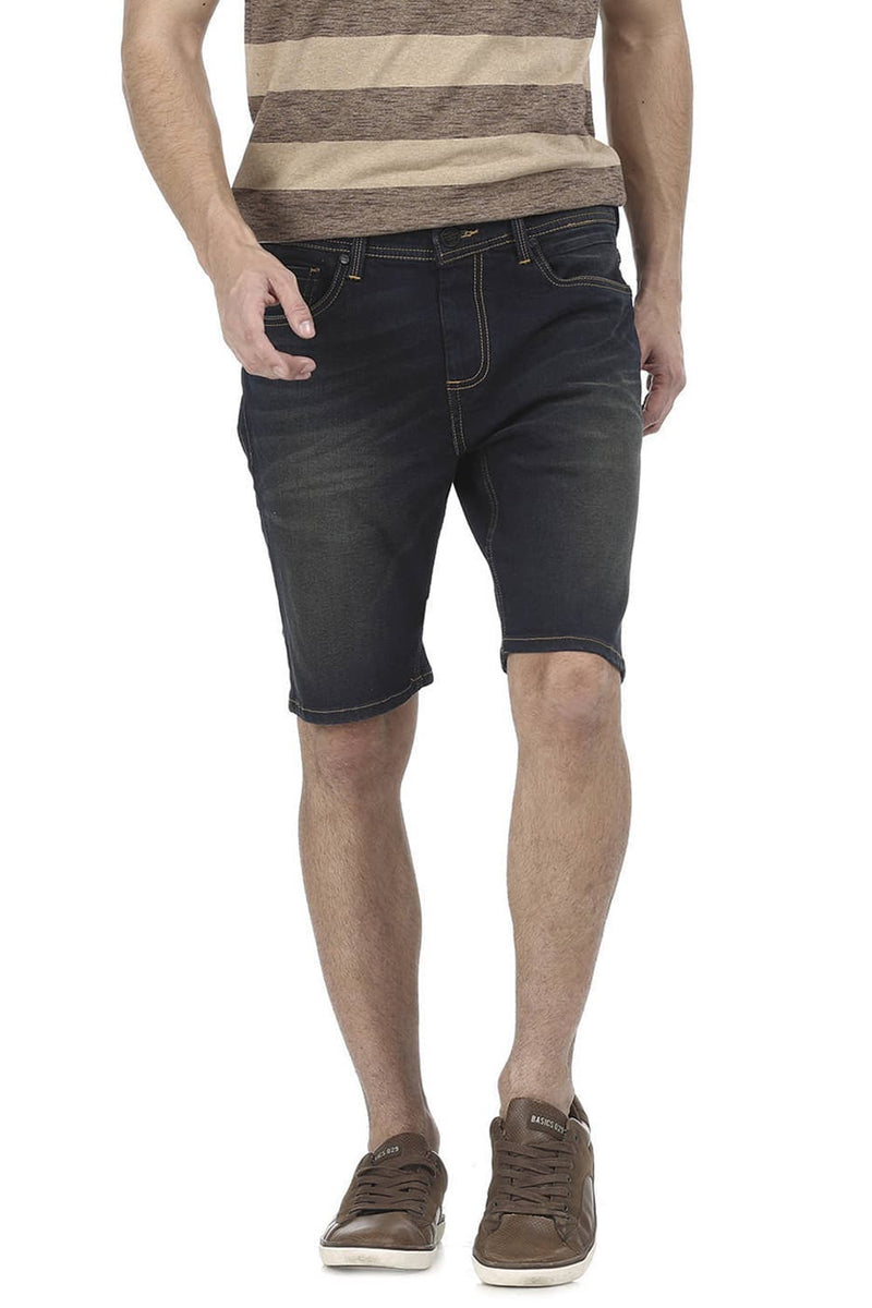 BASICS COMFORT FIT RINSE STRETCH DENIM SHORTS