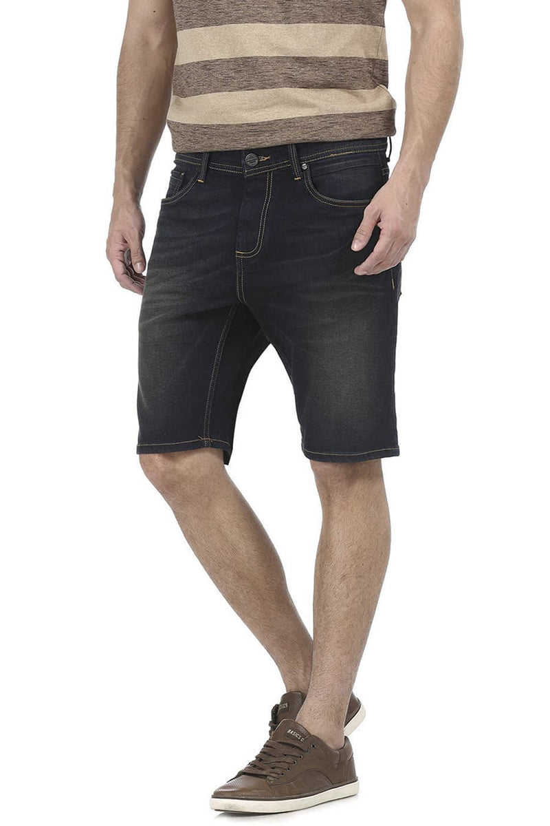 BASICS COMFORT FIT RINSE STRETCH DENIM SHORTS