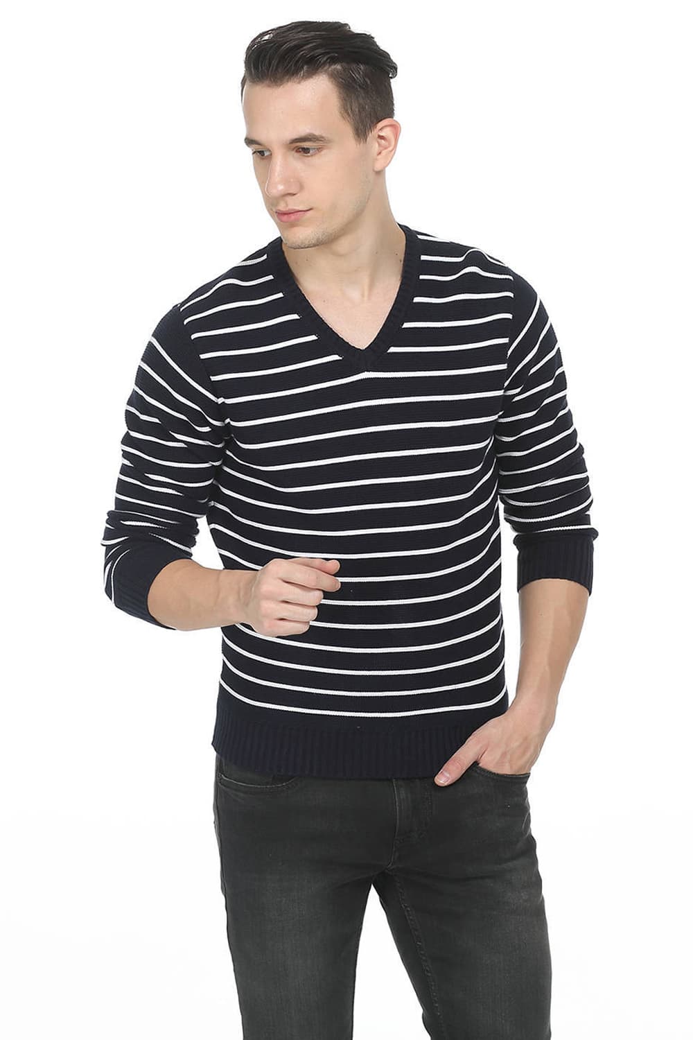 BASICS COMFORT FIT MENS V NECK SWEATER