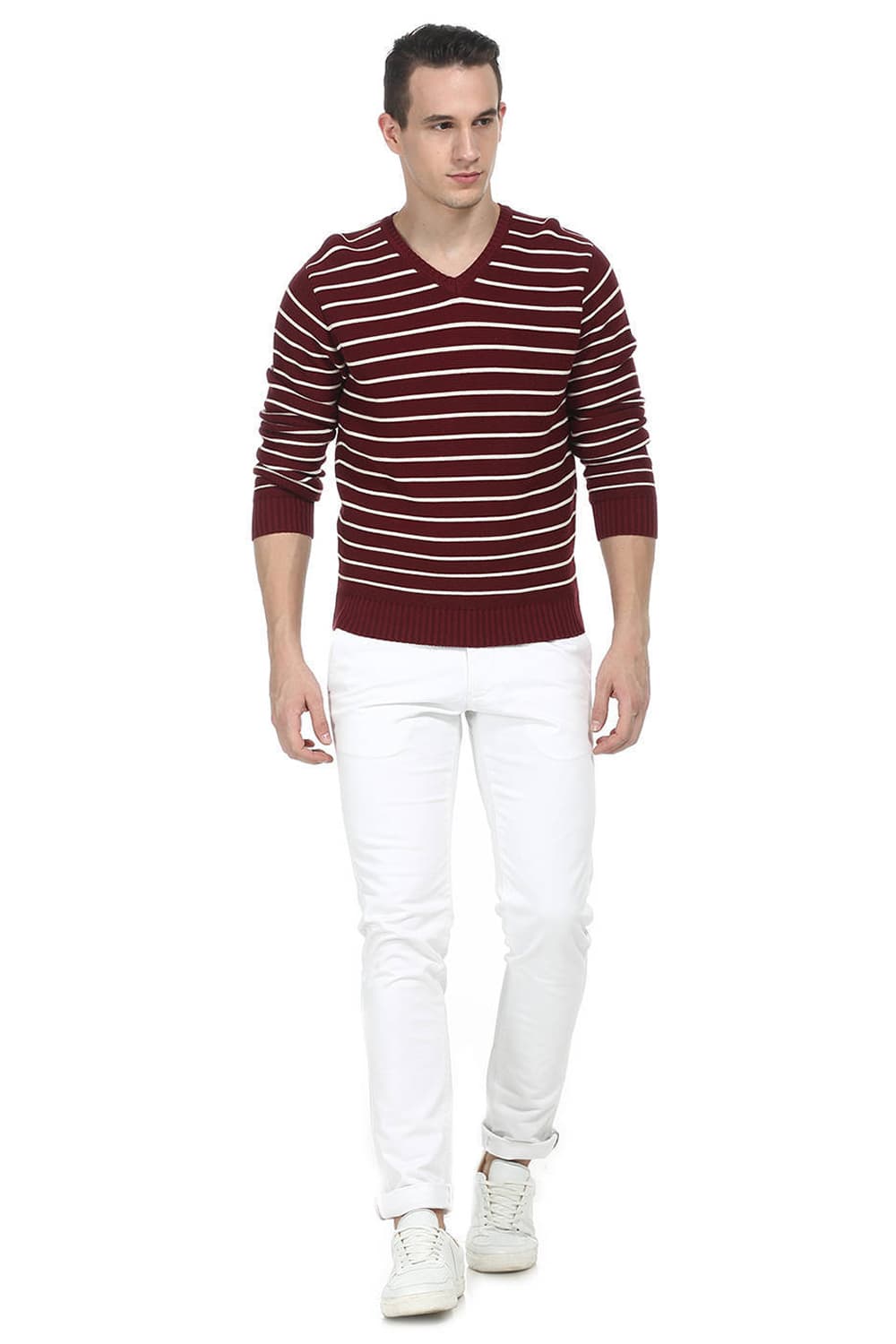 BASICS COMFORT FIT MENS V NECK SWEATER