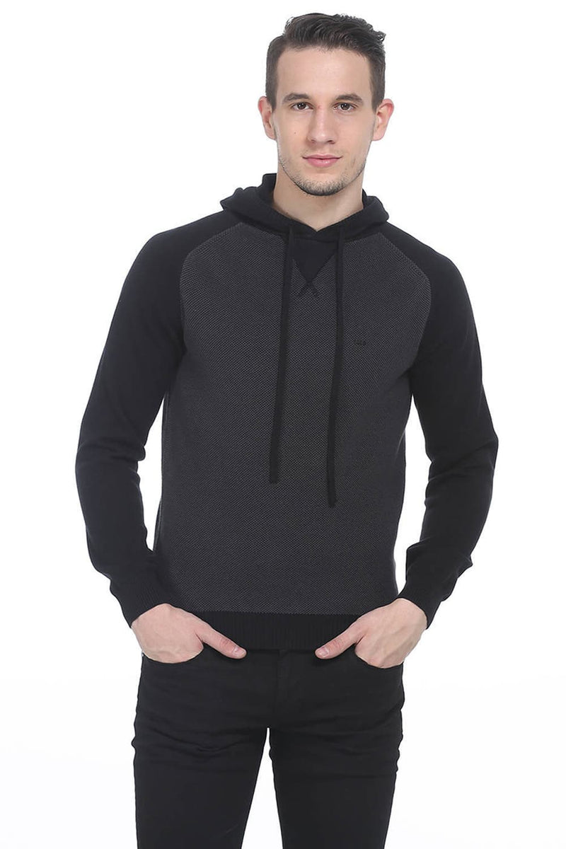 BASICS COMFORT FIT HOODED MENS SWEATER