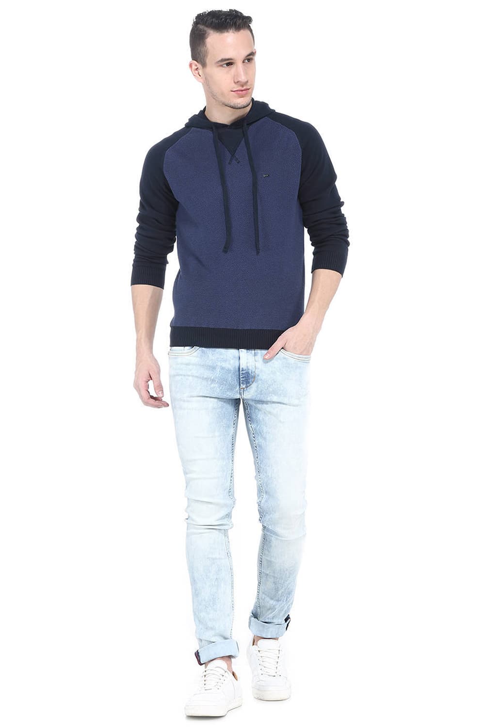 BASICS COMFORT FIT HOODED MENS SWEATER