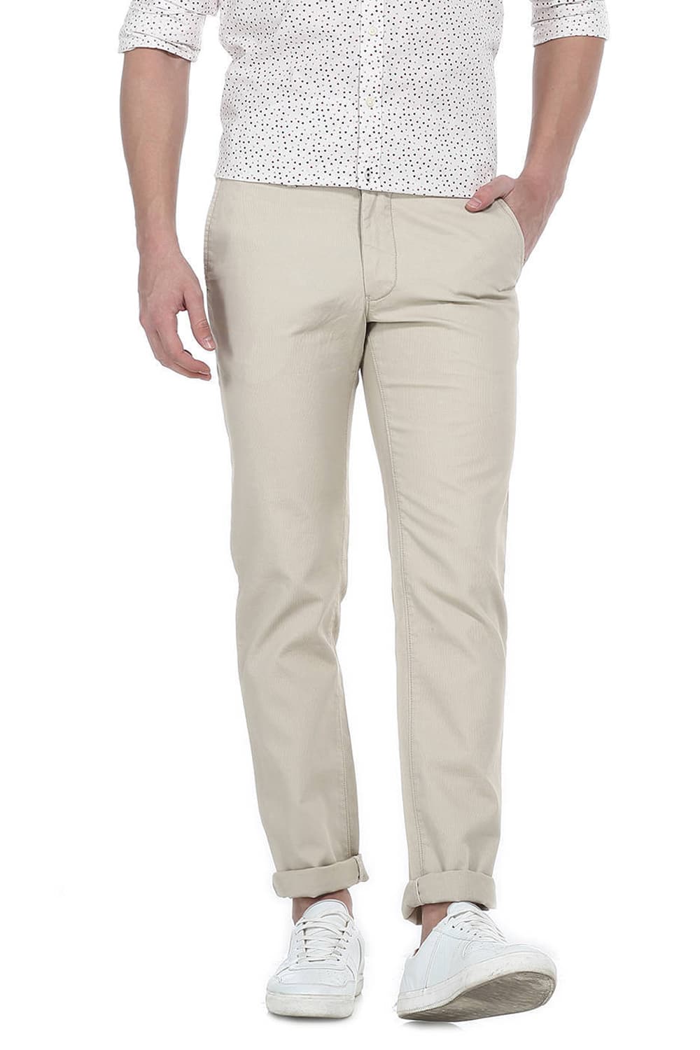 BASICS SLIM FIT CORD STRUCTURE TROUSER