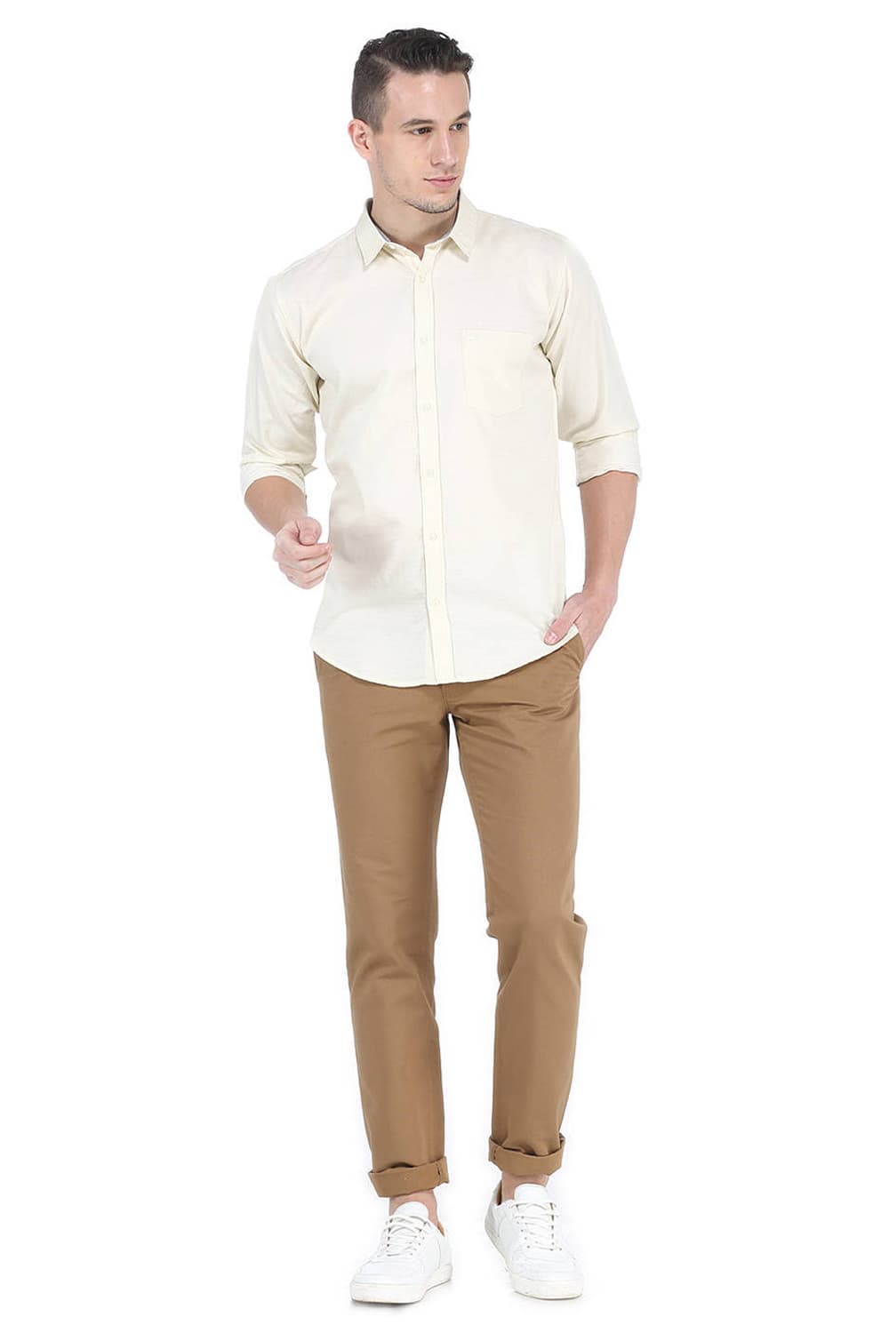 BASICS SLIM FIT STRUCTURE TROUSER