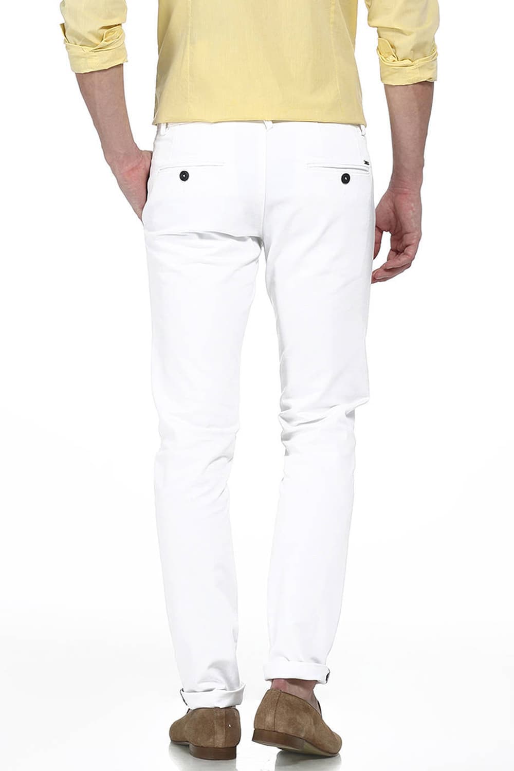 BASICS TAPERED FIT IRREGULAR SATIN STRETCH TROUSER