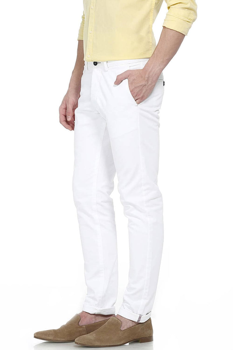 BASICS TAPERED FIT IRREGULAR SATIN STRETCH TROUSER