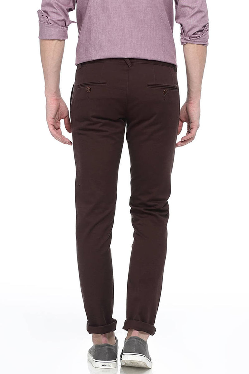 BASICS TAPERED FIT IRREGULAR SATIN STRETCH TROUSER