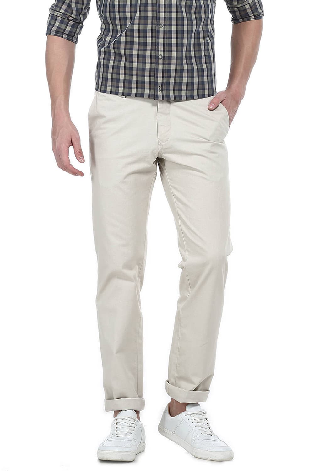 BASICS SLIM FIT COTTON TROUSER