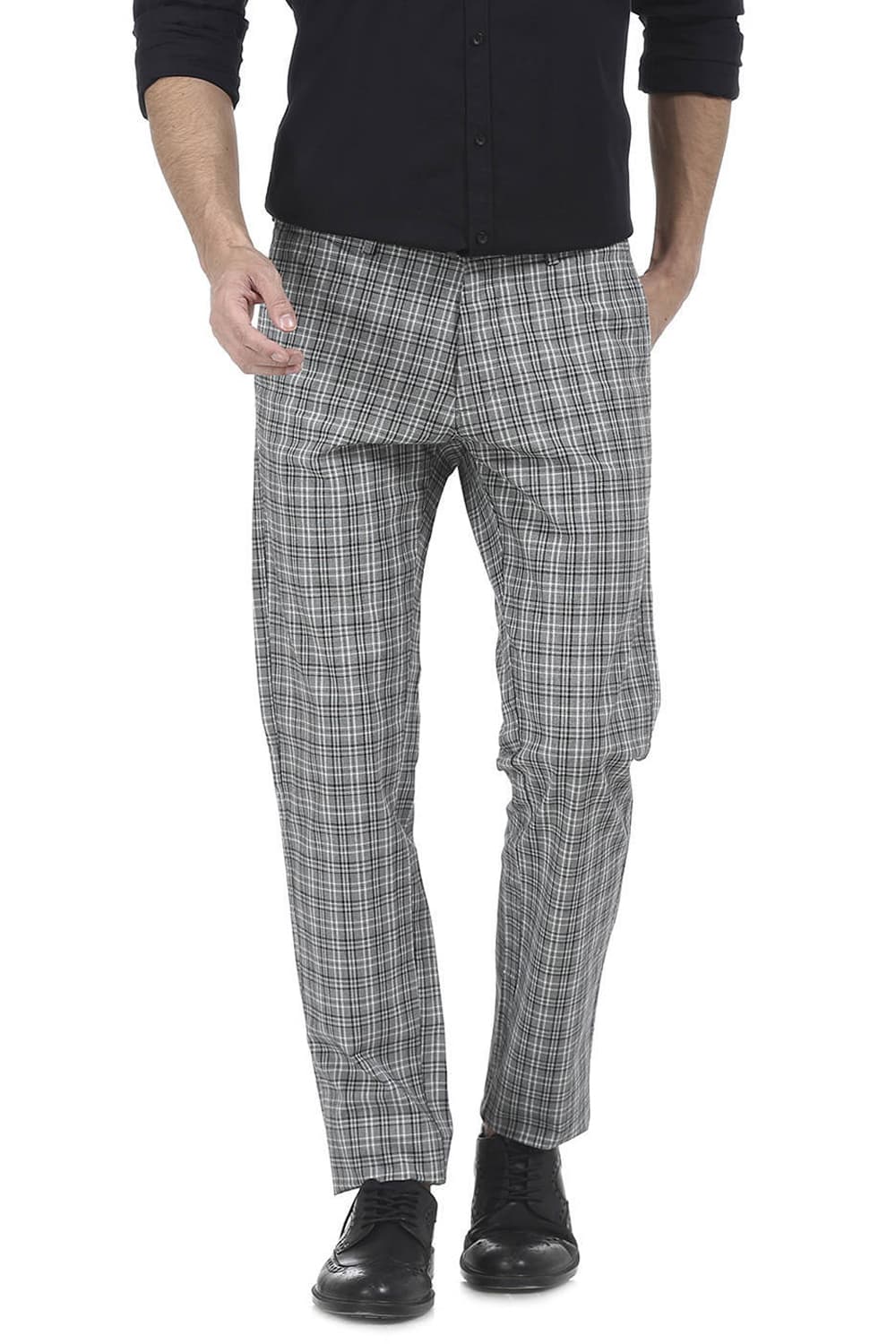 BASICS TAPERED FIT CHECKS TROUSER