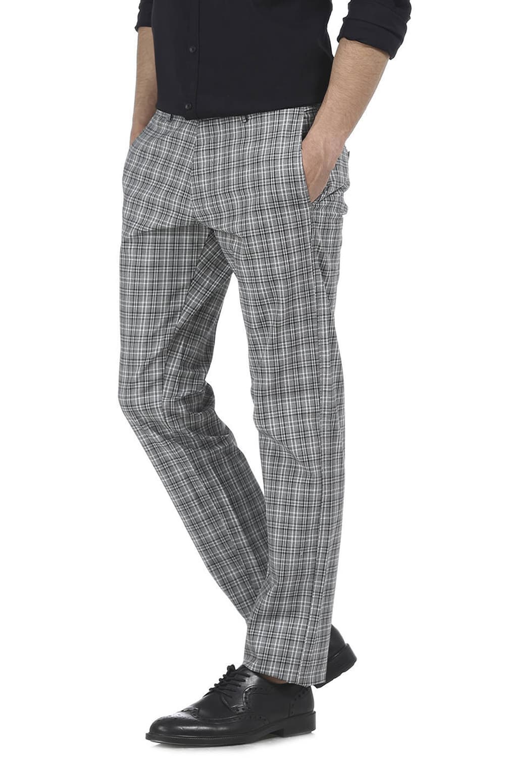 BASICS TAPERED FIT CHECKS TROUSER