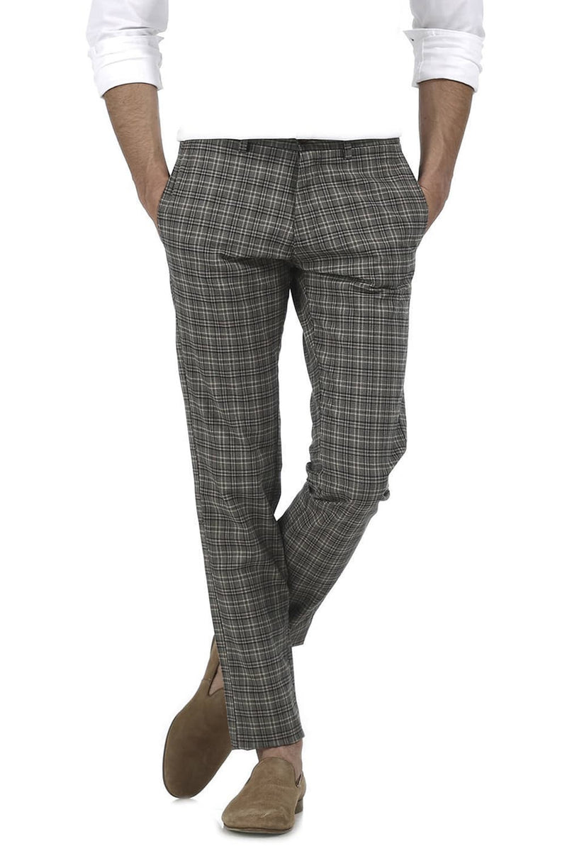 BASICS TAPERED FIT CHECKS TROUSER