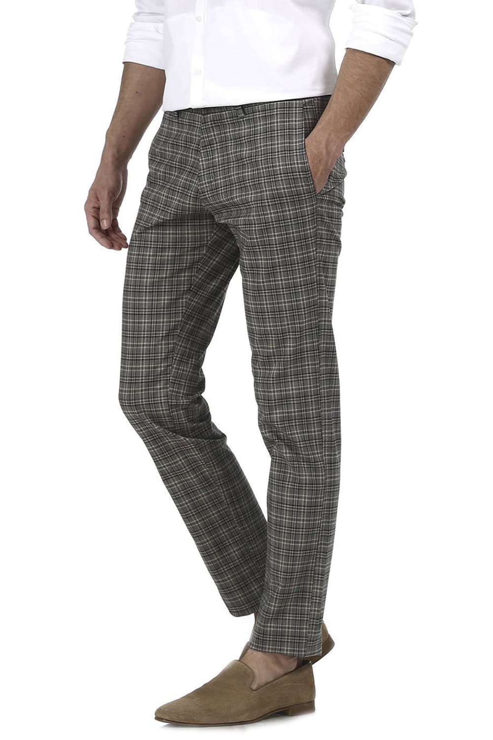 BASICS TAPERED FIT CHECKS TROUSER