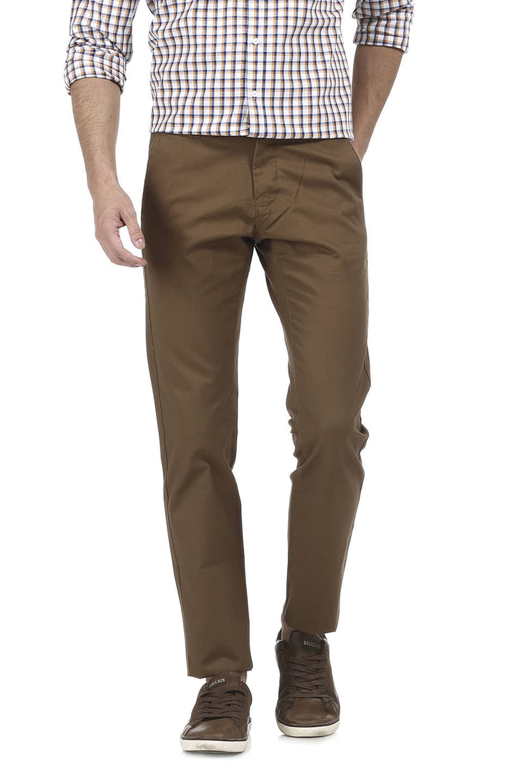 BASICS TAPERED FIT DOBBY TROUSER