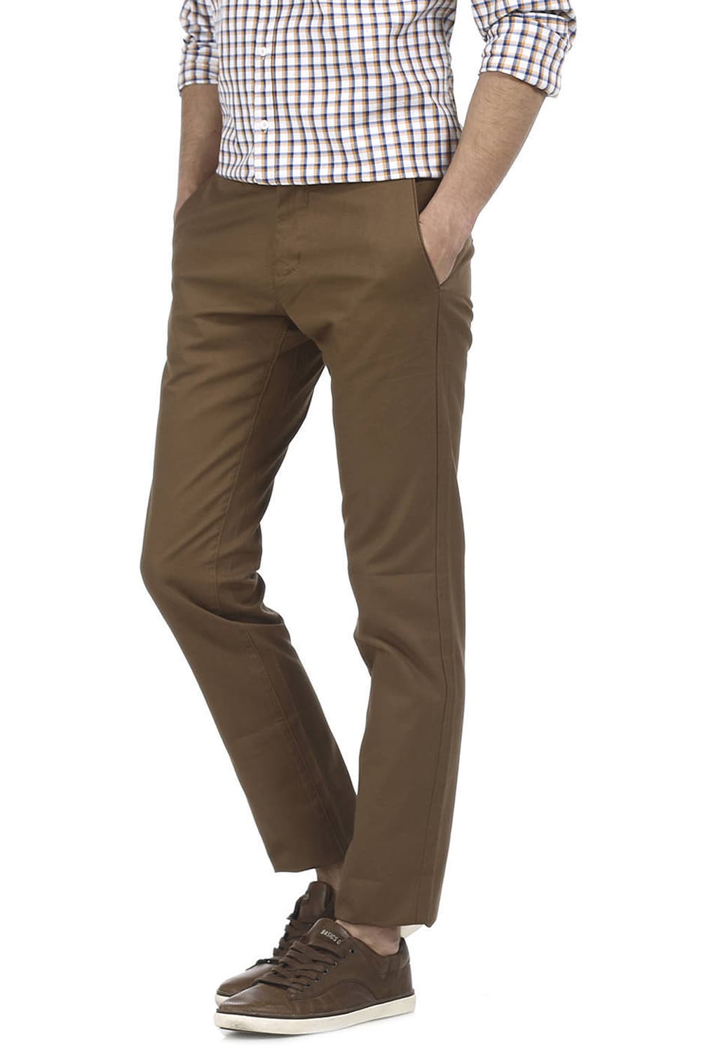 BASICS TAPERED FIT DOBBY TROUSER