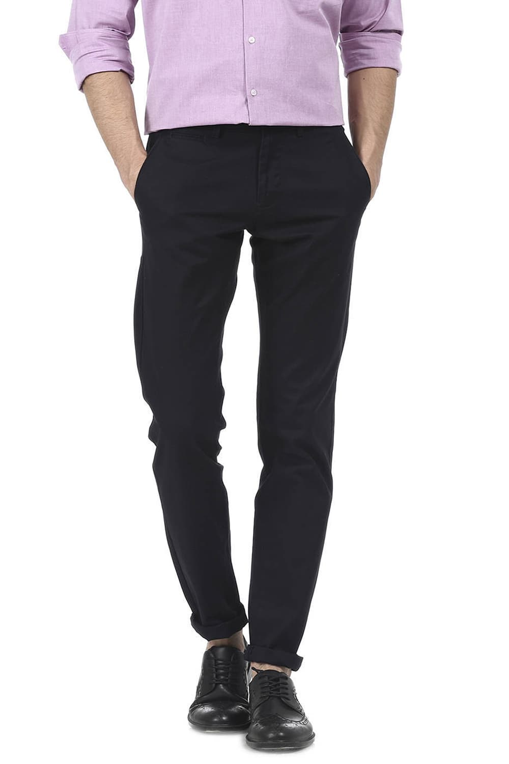 BASICS TAPERED FIT DOBBY TROUSER