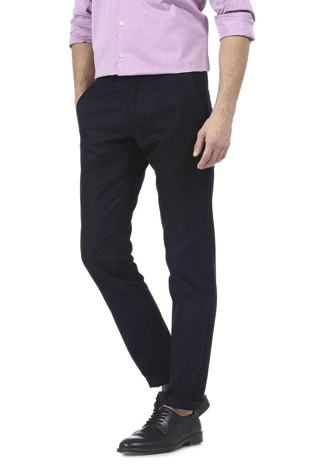 BASICS TAPERED FIT DOBBY TROUSER