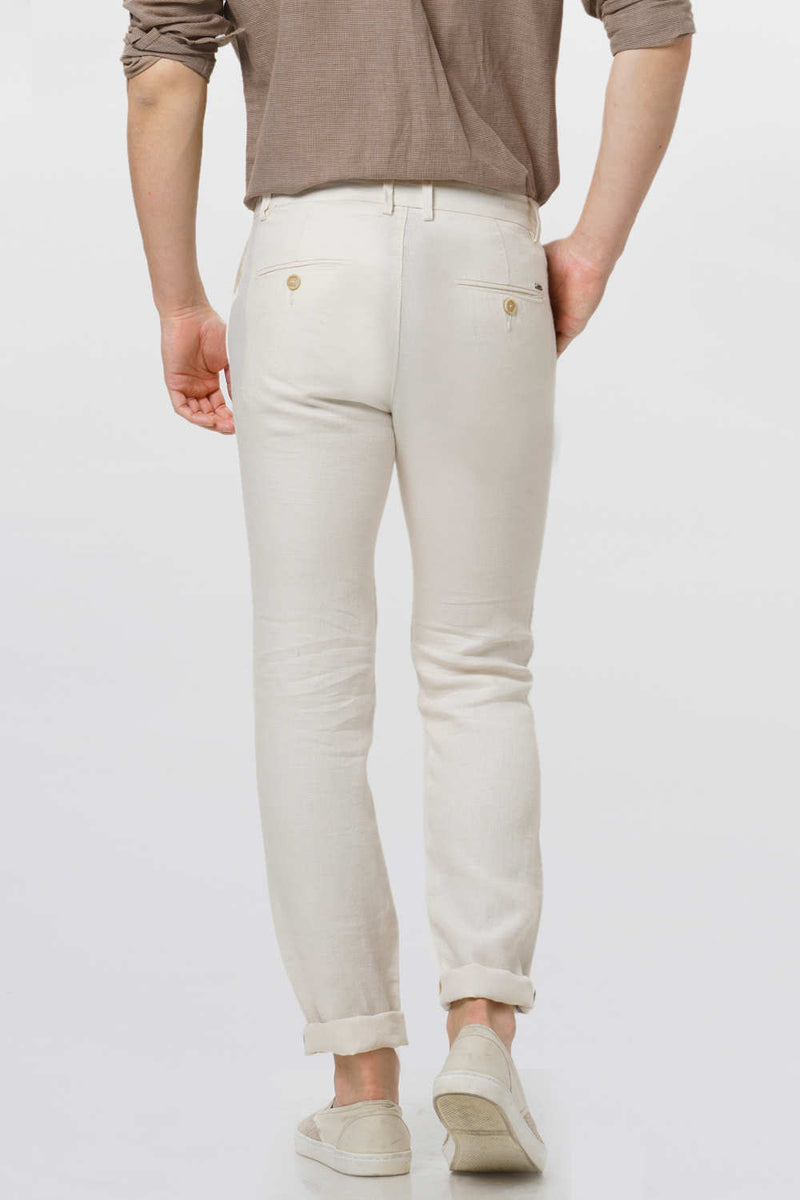 BASICS TAPERED FIT LINEN TROUSER