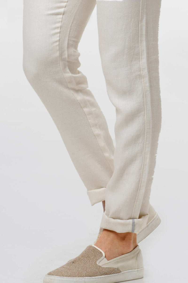 BASICS TAPERED FIT LINEN TROUSER