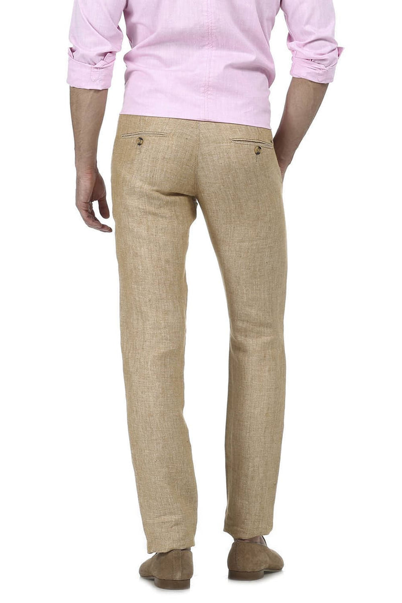 BASICS TAPERED FIT LINEN TROUSER