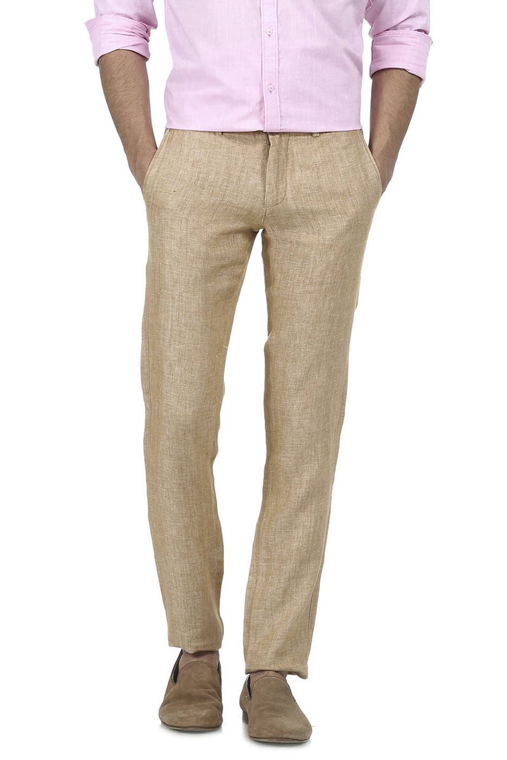 BASICS TAPERED FIT LINEN TROUSER