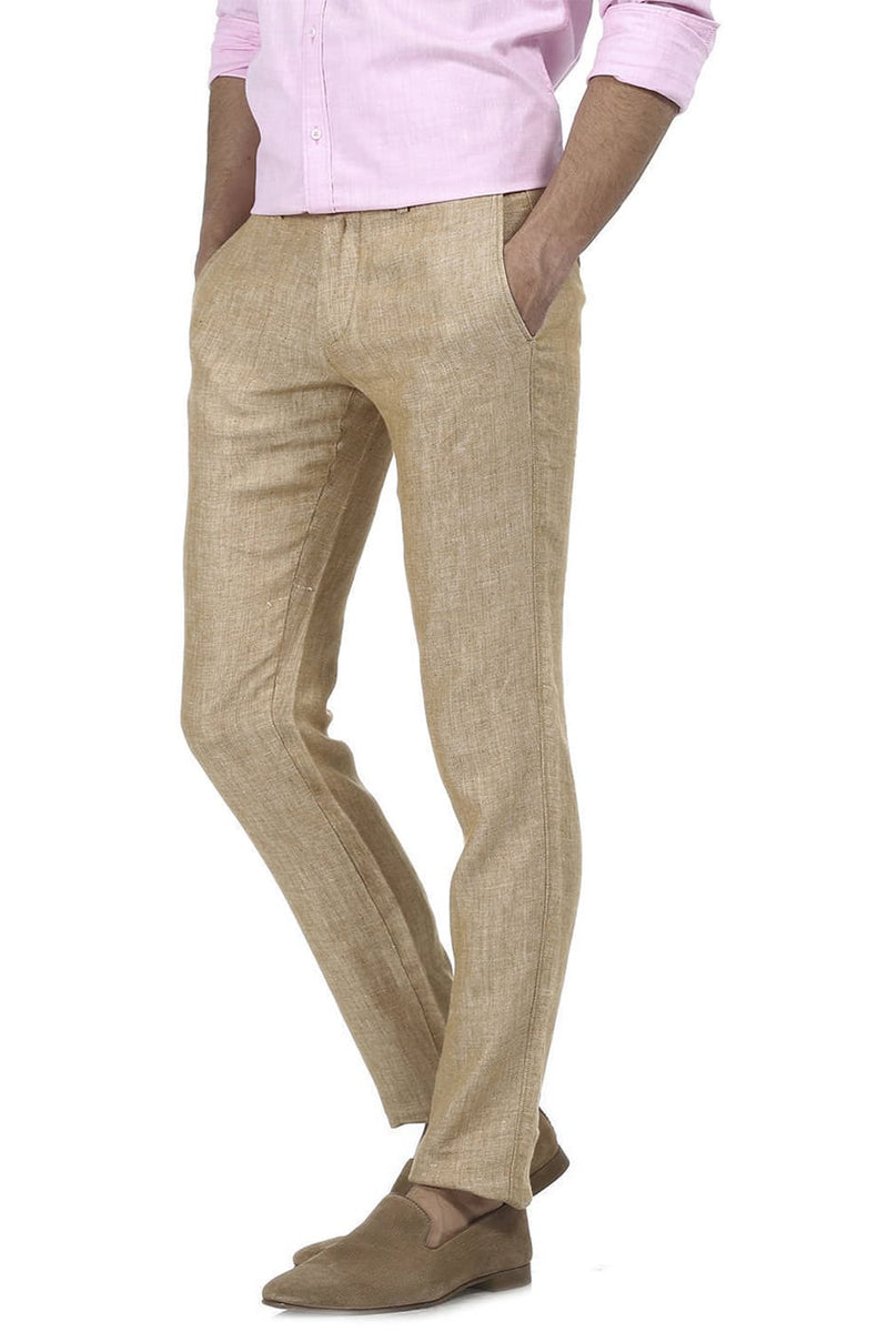 BASICS TAPERED FIT LINEN TROUSER