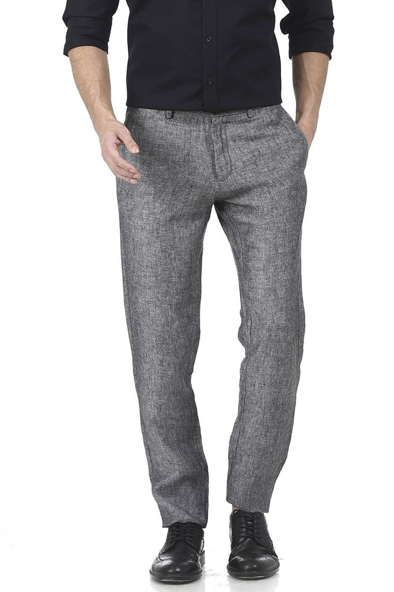 BASICS TAPERED FIT LINEN TROUSER